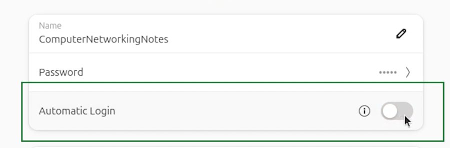 Automatic login option
