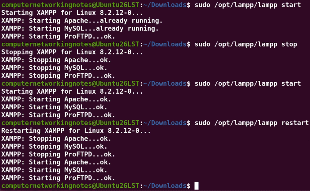 starting and managing xampp