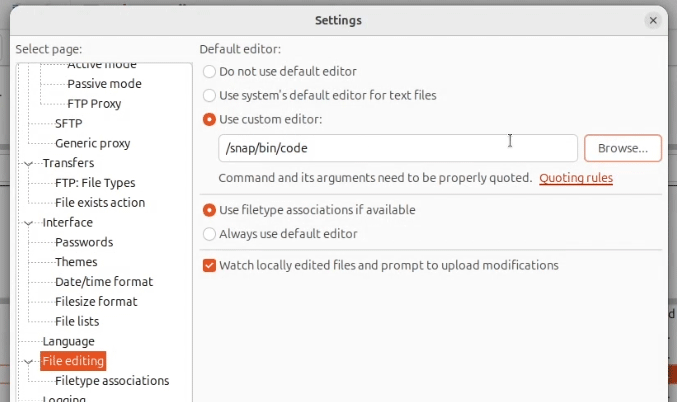 Default file editor